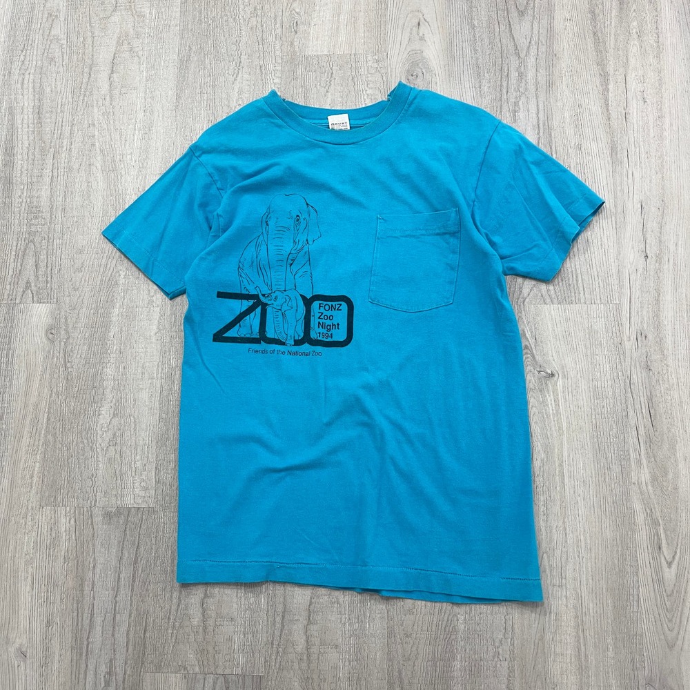 VINTAGE 1994 FONZ Zoo Night Single Stitch Shirt Size Medium M Mens Blue 90s